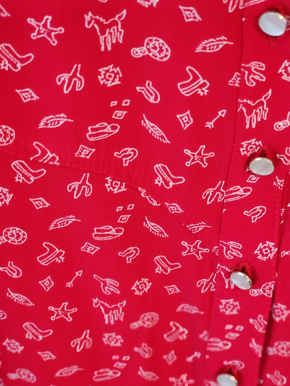 Vintage DESERT WEST Sleeveless Red Pearl  Button Blouse Silver Collar Tips Large - Picture 8 of 11